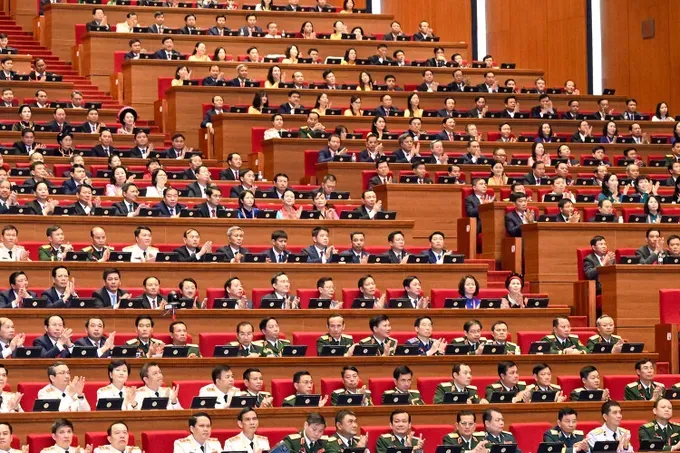 A panoramic view of the opening session of the 14th National Congress of the Communist Party of Vietnam. (Photo: VNA)