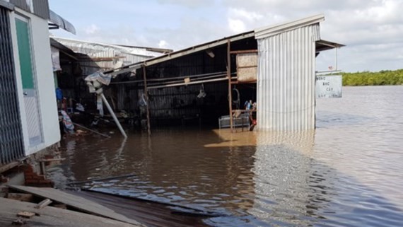 A river bank landslide in Ca Mau