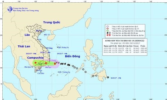 Position of the tropical- low depression (Source: NMHFC)