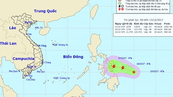 Tropical low pressure system appears in the East Sea (Photo:NHMFC)