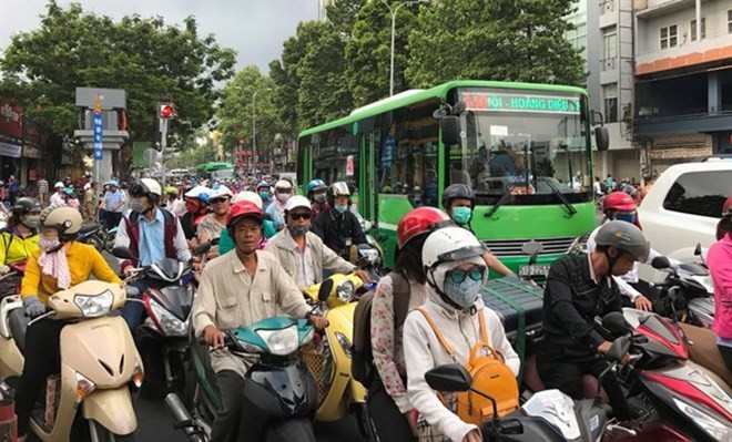 Traffic congestion on a street in HCM City (Source: file photo)