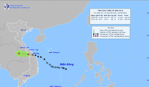 Storm Dianmu downgrades to low-pressure zone as of September 24 morning  ảnh 1