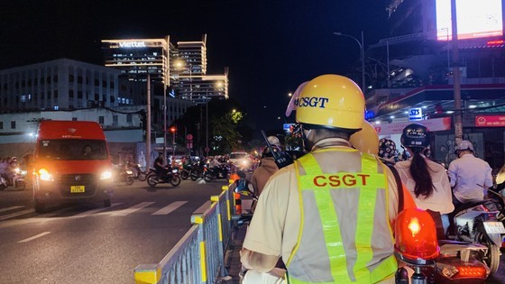 The traffic police forces performed patrols through streets during New Year holiday.