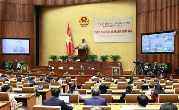 The Q&amp;A session of the NA Standing Committee on March 20 (Photo: VNA)