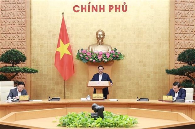 Prime Minister Pham Minh Chinh addresses the meeting (Photo: VNA)