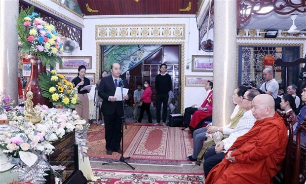 HUFO Vice President Ho Xuan Lam addresses the ceremony. (Photo: VNA)