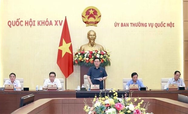 NA Chairman Vuong Dinh Hue speaks at the event (Photo: VNA)