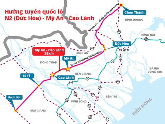 My An – Cao Lanh expressway project on the map My An – Cao Lanh expressway project on the map