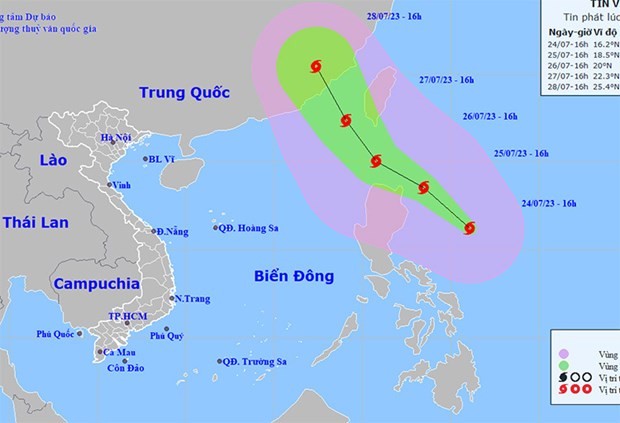 The direction of storm Doksuri. (Photo: NCHMF)