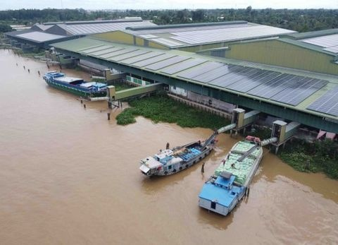 Barges load up rice for export in Tay Ninh Province (Photo: VNA)
