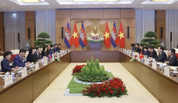 An overview of the talks between Vietnamese, Cambodian top legislators (Photo: VNA)