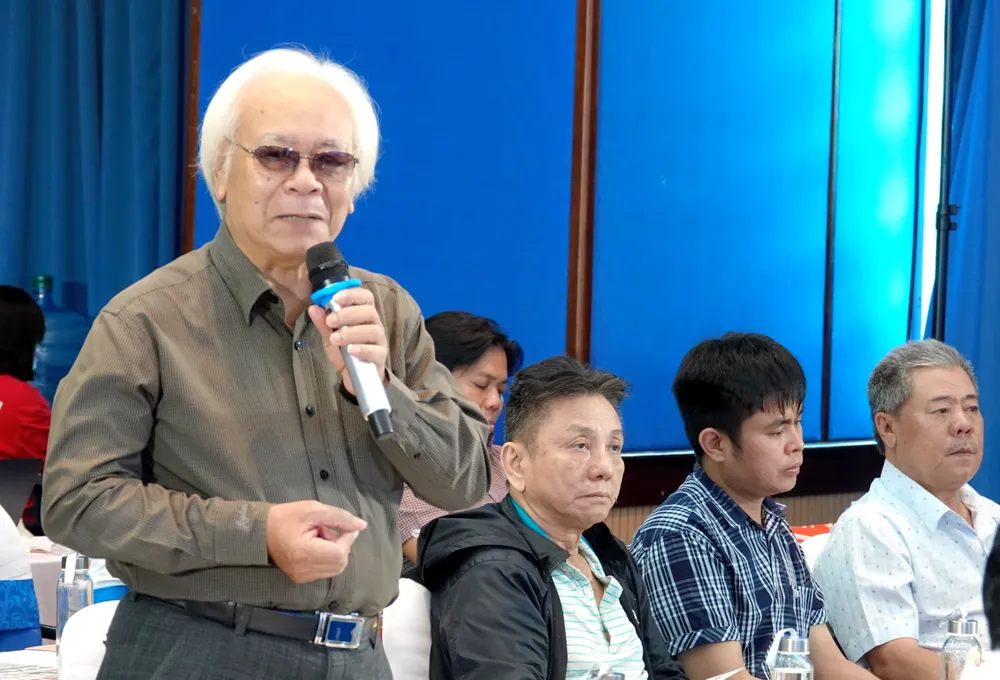 Nhạc sĩ Trần Xuân Tiến bày tỏ sự vui mừng, phấn khởi vì văn nghệ sĩ thành phố có nhiều cơ hội tham gia vào các hoạt động sáng tạo, thiết thực chào mừng những ngày lễ lớn trong năm 2025. Ảnh: THÚY BÌNH