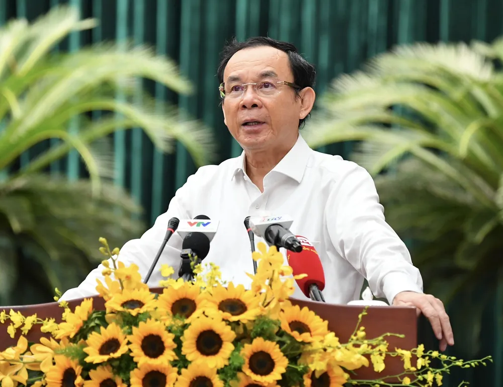 Bí thư Thành ủy TPHCM Nguyễn Văn Nên phát biểu khai mạc hội nghị. Ảnh: VIỆT DŨNG