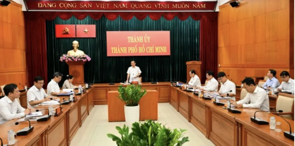 Một phiên họp của Ban Chỉ đạo Phòng, chống tham nhũng, tiêu cực TPHCM do đồng chí Bí thư Thành ủy TPHCM Nguyễn Văn Nên, Trưởng Ban Chỉ đạo chủ trì. Ảnh: VIỆT DŨNG