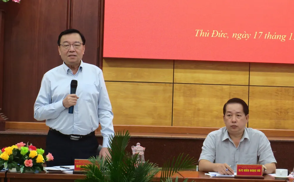 Phó Trưởng ban Thường trực Ban Tuyên giáo Thành ủy TPHCM Lê Hồng Sơn phát biểu chỉ đạo