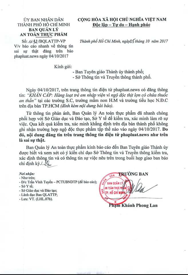 Thông tin học sinh ở TPHCM bị ngộ độc thịt heo “tiêm thuốc an thần” là bịa đặt ảnh 2