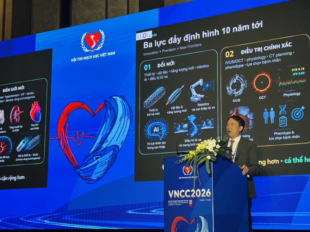 GS-TS-BS Phạm Mạnh Hùng, Chủ tịch Hội Tim mạch học Việt Nam chia sẻ tại Đại hội Tim mạch toàn quốc lần thứ 20