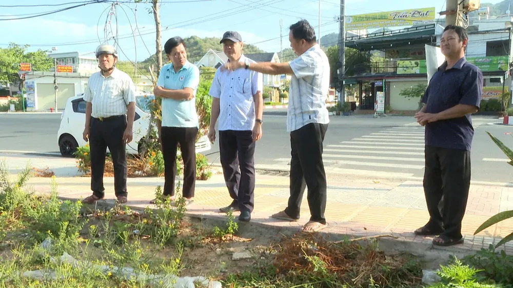 Đoàn khảo sát một khu đất công trên địa bàn xã Long Hải