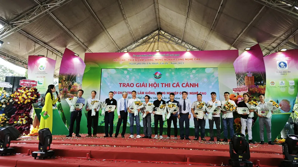 Ban tổ chức trao giải cuộc thi cá cảnh