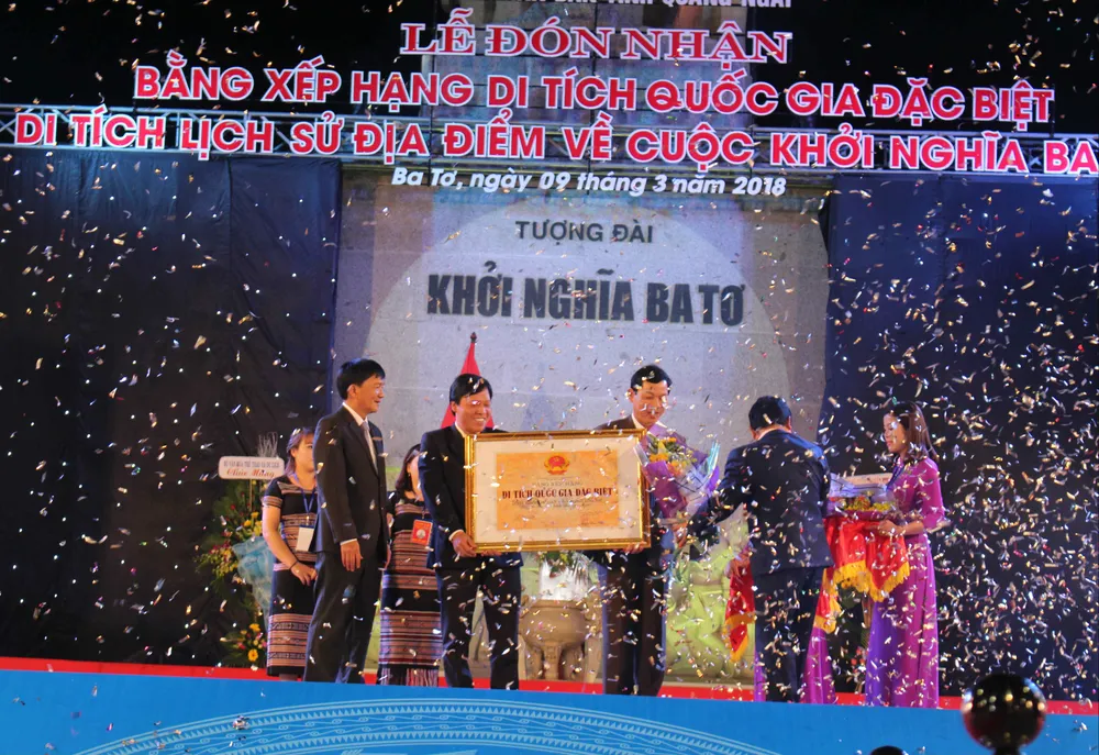 Quảng Ngãi đón nhận bằng công nhận di tích quốc gia đặc biệt địa điểm cuộc khởi nghĩa Ba Tơ ảnh 1