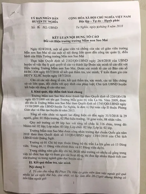 Yêu cầu hiệu trưởng Trường Mầm non Sao Mai rút kinh nghiệm sau nhiều đơn thư tố cáo ảnh 1