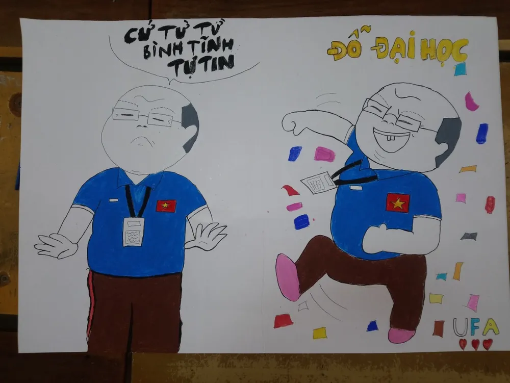 Vẽ hình HLV Park Hang-seo để cổ vũ thí sinh THPT Quốc gia năm 2019 ảnh 2