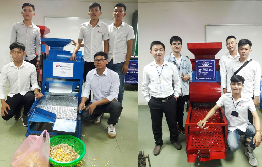 Sinh viên chế tạo máy tách hạt bắp và máy tách vỏ đậu phộng  ảnh 1