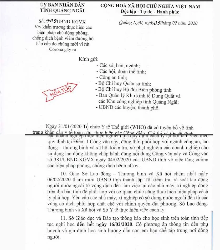 Học sinh Quảng Ngãi tiếp tục nghỉ học đến hết ngày 16-2 phòng virus Corona ảnh 1
