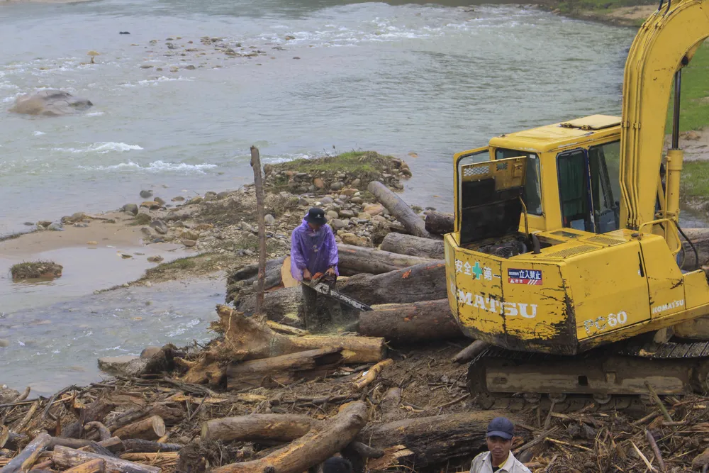 Quảng Ngãi: hàng chục khối gỗ theo lũ đổ về, người dân đổ xô đi vớt ảnh 3