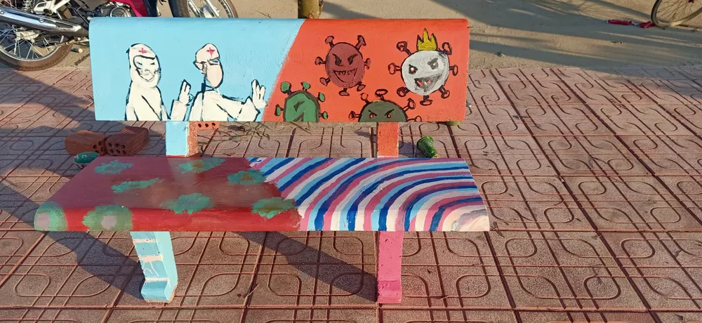 Quảng Ngãi: Thông điệp trên chiếc ghế đá vẽ phòng, chống Covid-19 ảnh 6