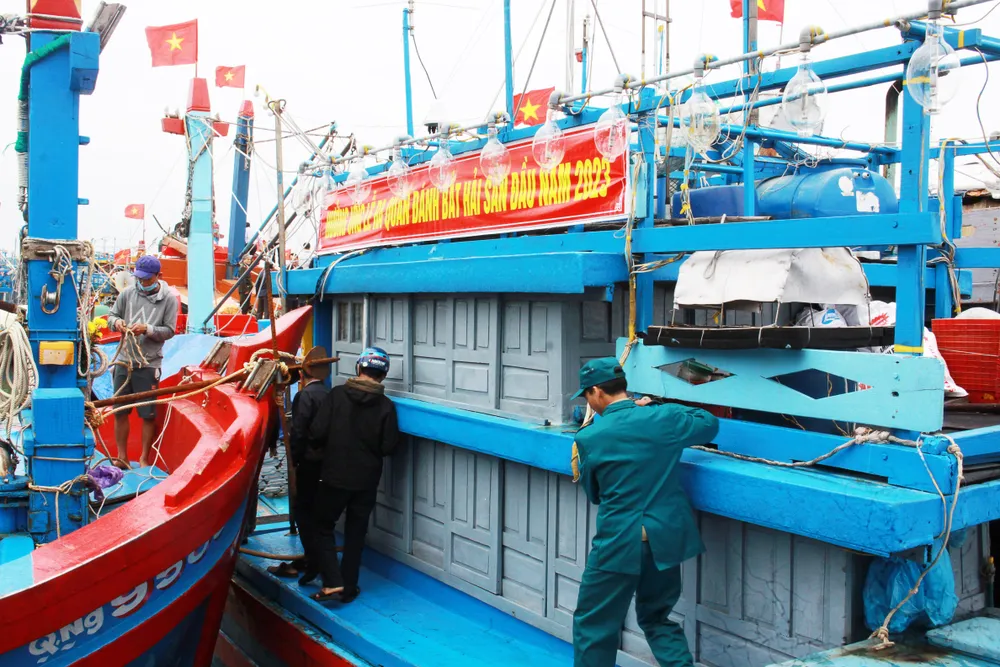 Tàu cá tham gia hưởng ứng lễ ra quân đánh bắt đầu năm. Ảnh: NGUYỄN TRANG