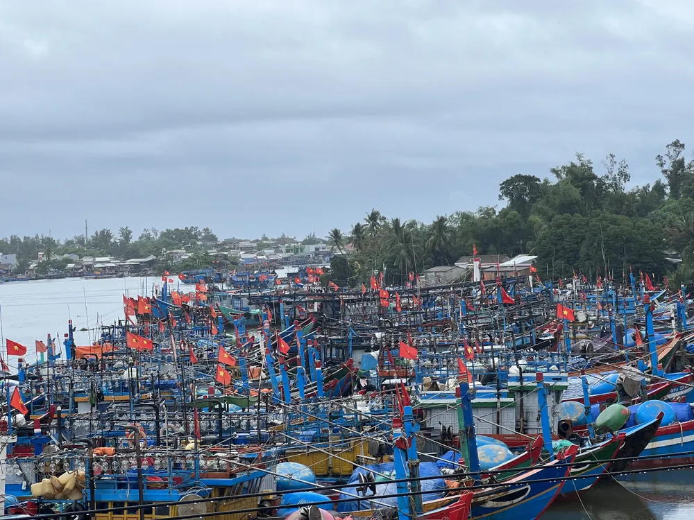 Tàu thuyền về bến neo đậu tại các cửa biển tỉnh Quảng Ngãi