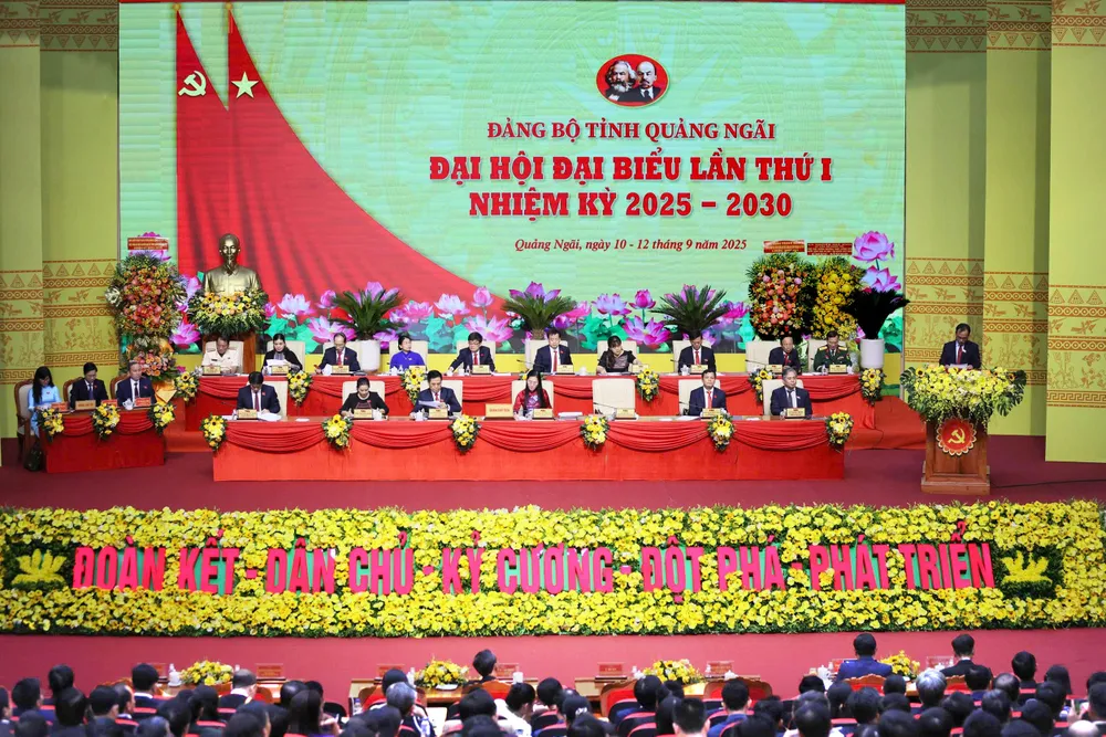 Quang cảnh Đại hội đại biểu Đảng bộ tỉnh Quảng Ngãi lần thứ I, NK 2025-2030.jpg