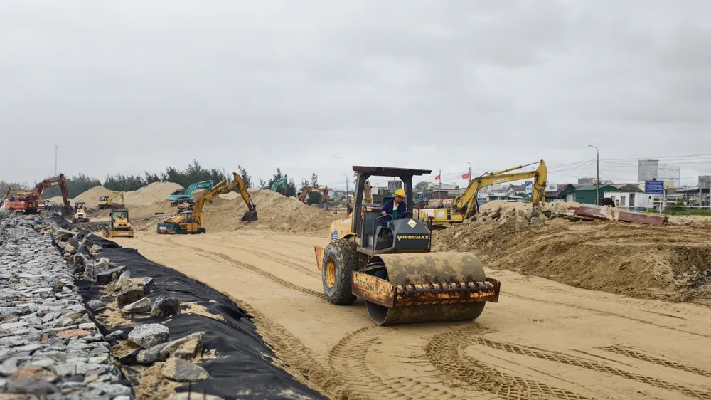 Dự án khắc phục, chống sạt lở bờ biển khu vực xã An Phú đang khẩn trương hoàn thành tiến độ