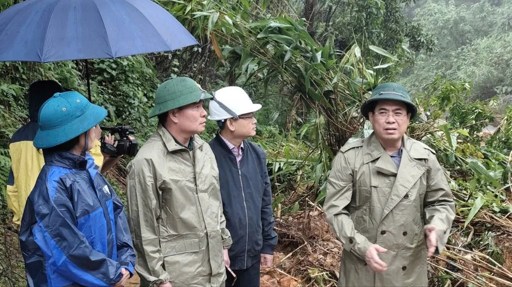 Chủ tịch UBND tỉnh Quảng Ngãi kiểm tra sạt lở trên tuyến Quốc lộ 24C