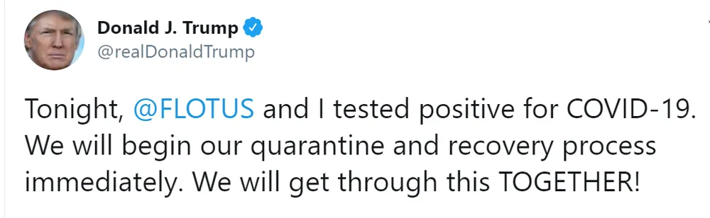 Tổng thống Mỹ Donald Trump và Đệ nhất phu nhân dương tính với virus SARS-CoV-2 ảnh 1