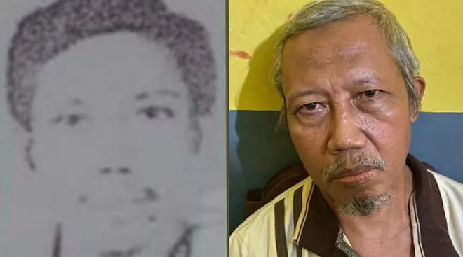 Zulkarnaen lúc còn trẻ và vào thời điểm bị bắt mới đây. Ảnh: Cảnh sát Quốc gia Indonesia