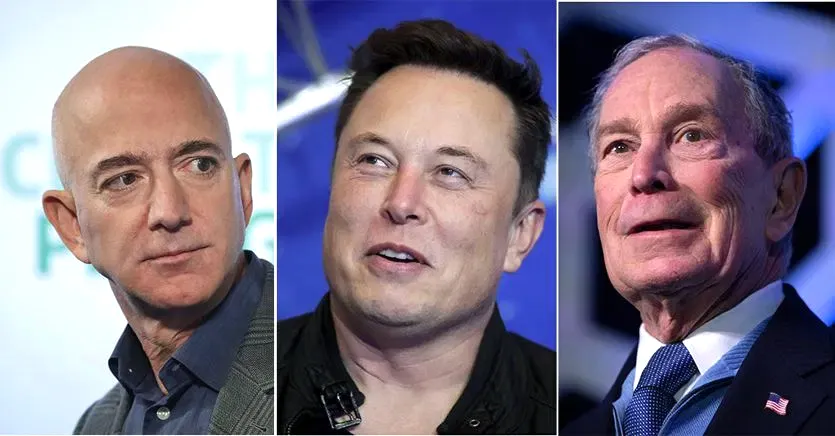 Những tỷ phú trong nhóm giàu nhất thế giới (từ trái sang): Jeff Bezos,  Elon Musk và Michael Bloomberg