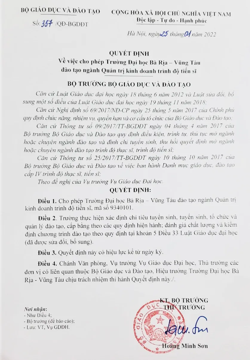 Trường Đại học Bà Rịa – Vũng Tàu chính thức đào tạo trình độ tiến sĩ ảnh 2