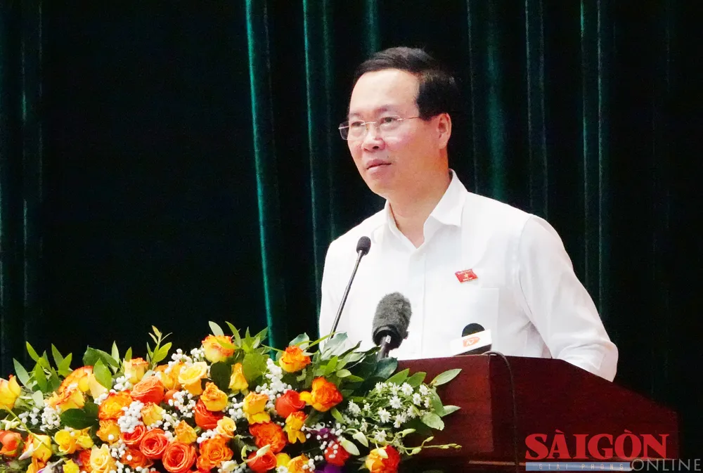 Chủ tịch nước Võ Văn Thưởng trả lời ý kiến cử tri. Ảnh: XUÂN QUỲNH