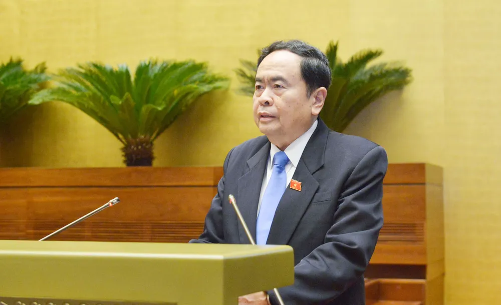 Phó Chủ tịch Thường trực Quốc hội Trần Thanh Mẫn - Trưởng Ban Tổ chức Lễ kỷ niệm 80 năm Ngày Tổng tuyển cử đầu tiên bầu Quốc hội Việt Nam phát biểu tại lễ phát động