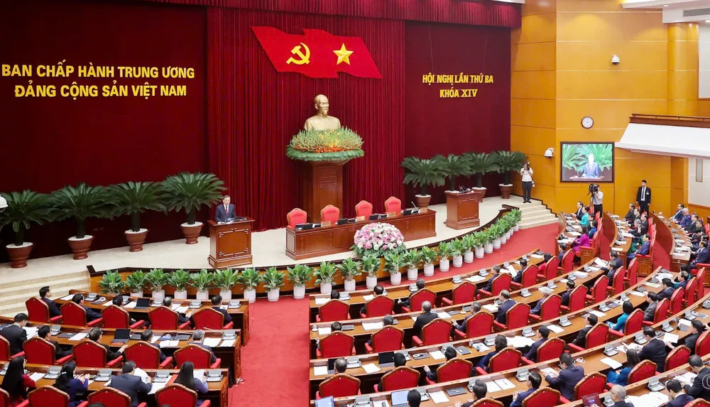 Hội nghị lần thứ 3 Ban Chấp hành Trung ương Đảng khóa XIV, chiều 24-7. Ảnh: ĐOÀN BẮC