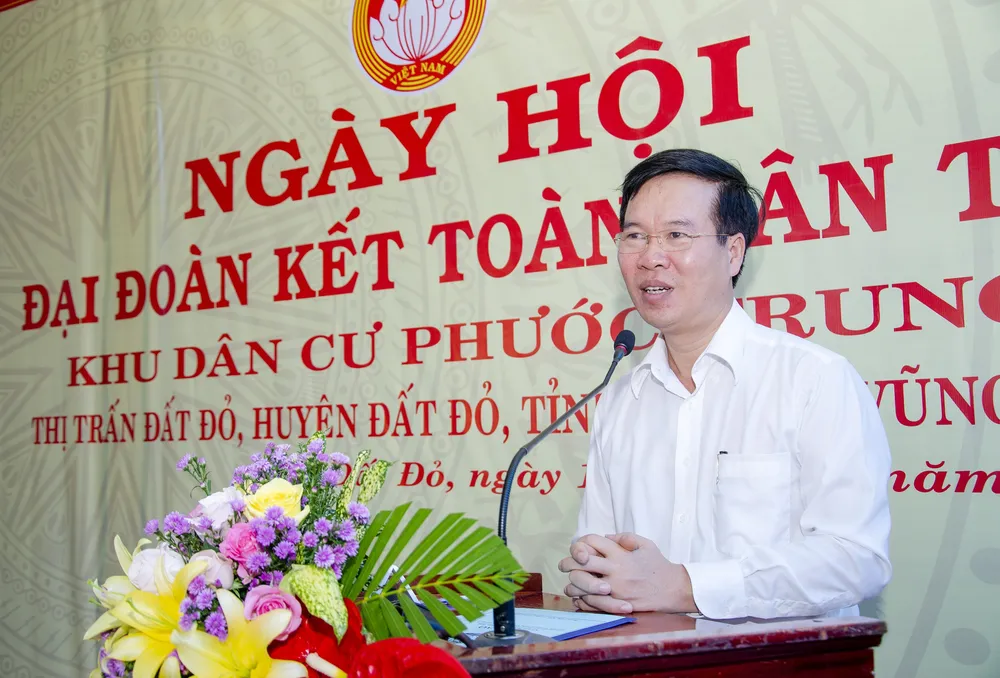 Trưởng Ban Tuyên giáo Trung ương Võ Văn Thưởng dự Ngày hội Đại đoàn kết toàn dân tộc tại Bà Rịa-Vũng Tàu ảnh 1