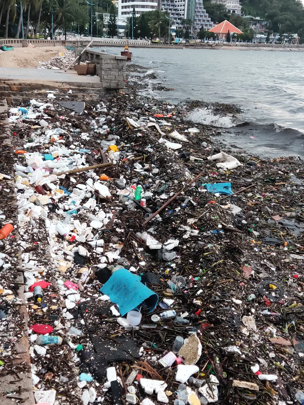 Thu gom hàng chục tấn rác thải dạt vào bờ biển Vũng Tàu ảnh 1