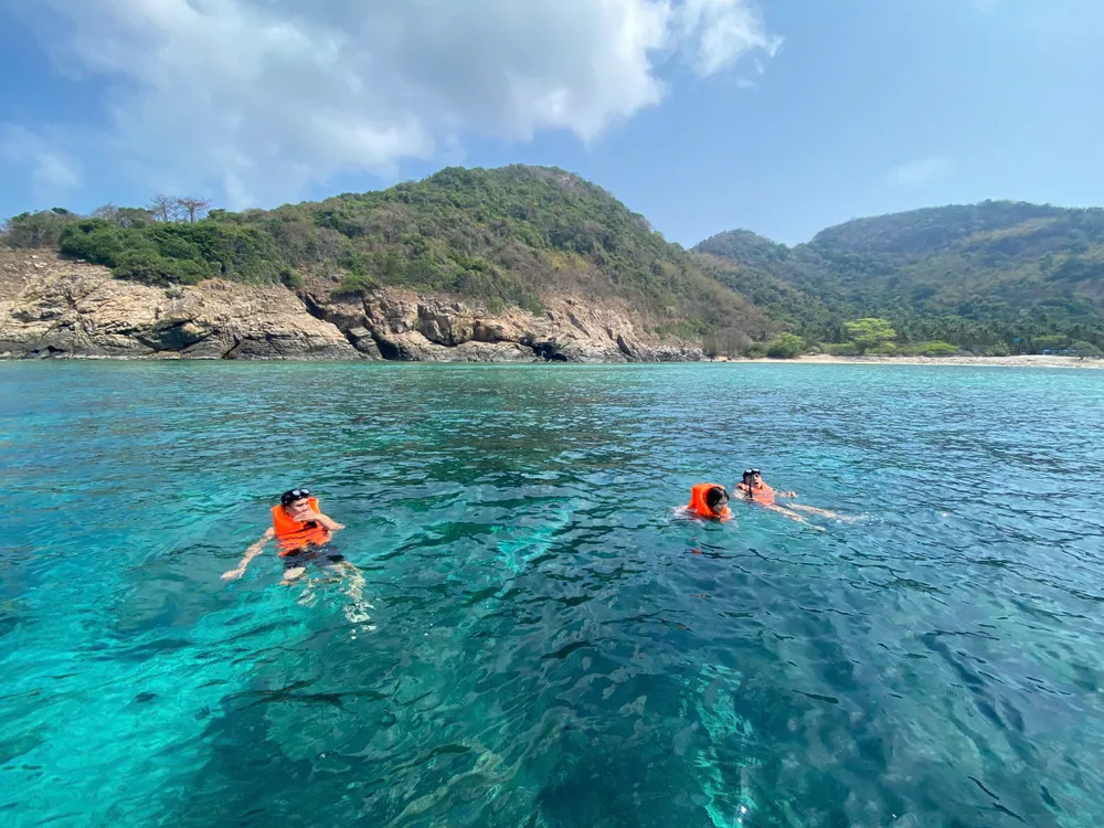 Du khách ngắm lặn san hô tại hu vực Hòn Cau.jpg