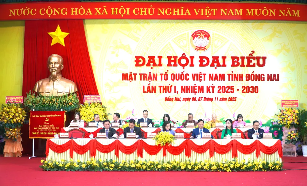 Đại hội đại biểu MTTQ Việt Nam tỉnh Đồng Nai lần thứ I, nhiệm kỳ 2025-2030. Ảnh: PHÚ NGÂN