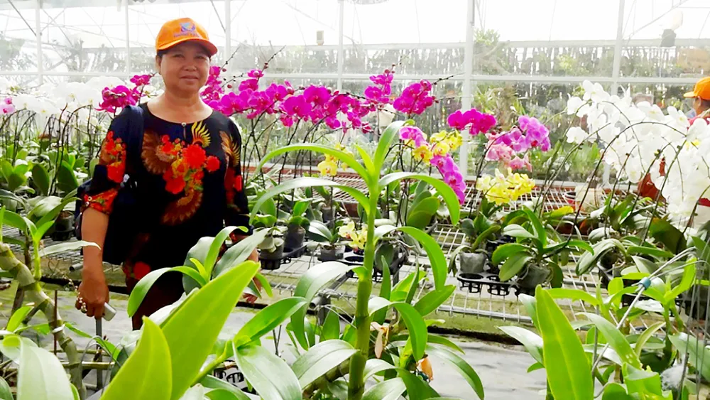 Chị Nguyễn Thị Huê tham quan học tập mô hình nông nghiệp hiệu quả tại Đồng Nai