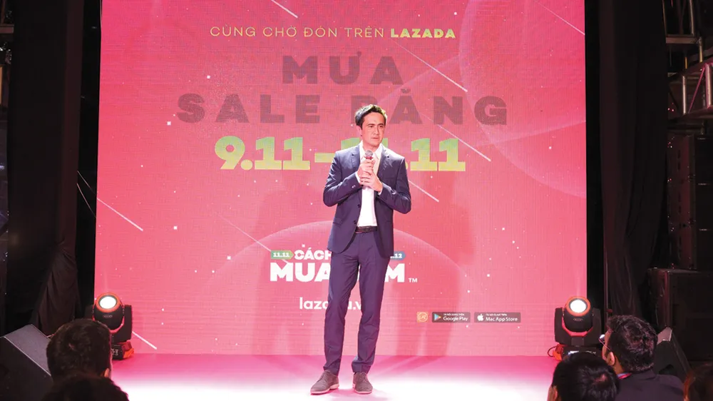 Ông Alexandre Dardy, CEO Lazada, phát biểu tại buổi công bố Cách mạng Mua sắm lần thứ 6