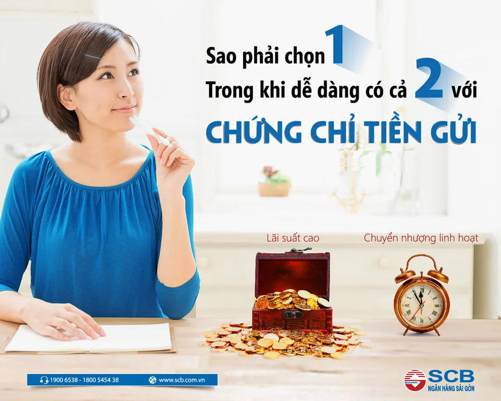 Nhận lãi suất ưu đãi thông qua chứng chỉ tiền gửi của SCB ảnh 1