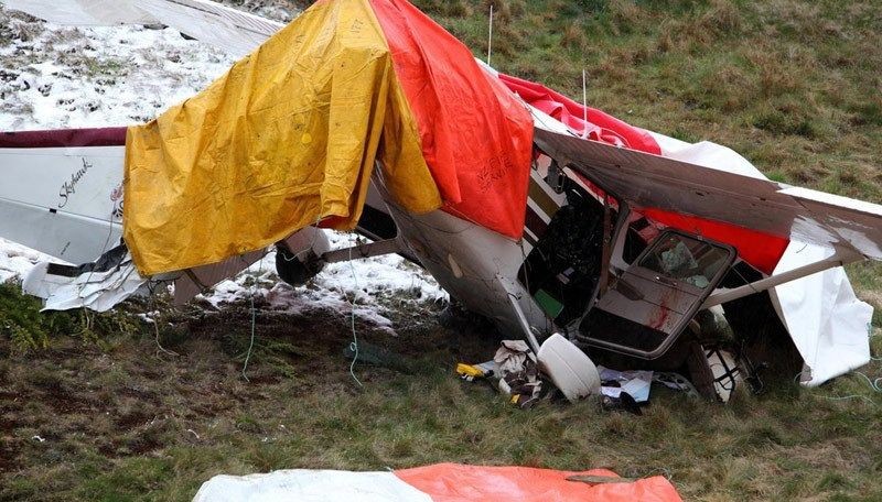 圖為某一架墜毀的輕型飛機殘骸。（示意圖源：互聯網）